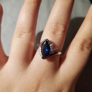 Blue diamond shaped size 8 Ring